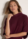Roll Neck Ribbed Cape, Burgundy, large