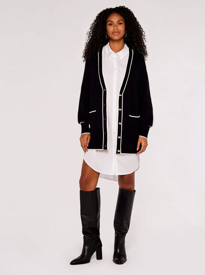 Tipping Gold Button Cardigan