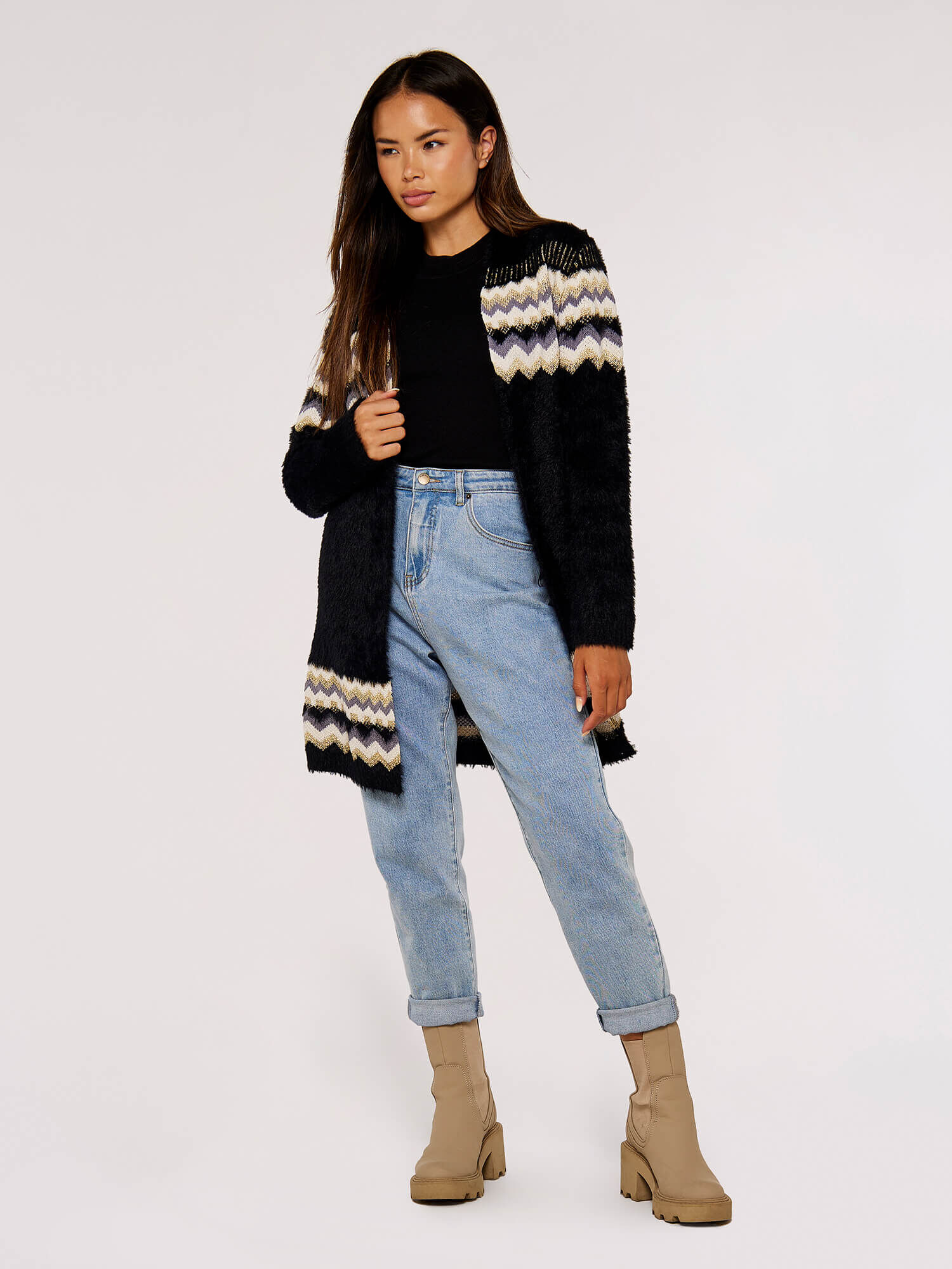 Long fuzzy shop cardigan sweater