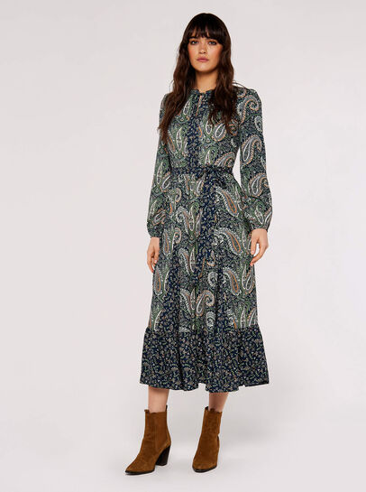 Paisley Mix-Match Midi Dress