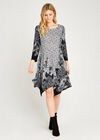 Floral Edge Hanky Hem Dress, Grey, large