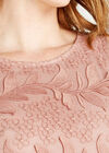 Applique Leaf Mesh Shift Dress, Pink, large