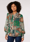 Paisley Patchwork Shimmer Shirt, Green, large