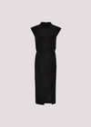 Sparkle Ruched Bodycon Midi Dress, Black, large