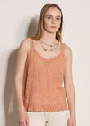 Floral Embroidery Crochet Cotton Top, Peach, large