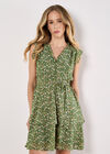Ditsy Floral Chiffon Mini Dress, Green, large