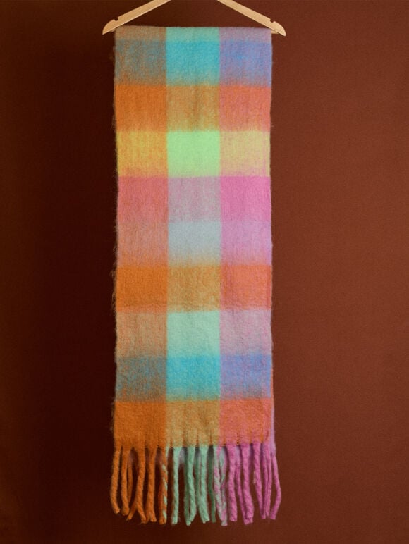 Colour Block Square Scarf, Orange, large