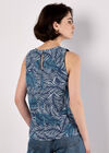 Batik Leaf Print Vest Top, Blue, large