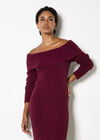 Fluffy Bardot Midaxi Dress, Burgundy, large