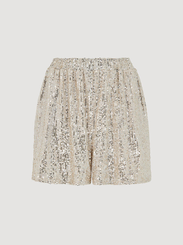 Sequin Embellished Shorts, Stone, large