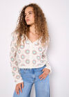 Crochet Circles Cardigan, Cream, large