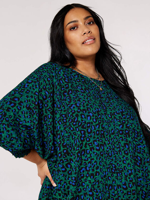 Curve Animal Print Top, Green, large