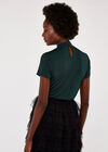 Wrap Collar Short Sleeve Top, Green, large