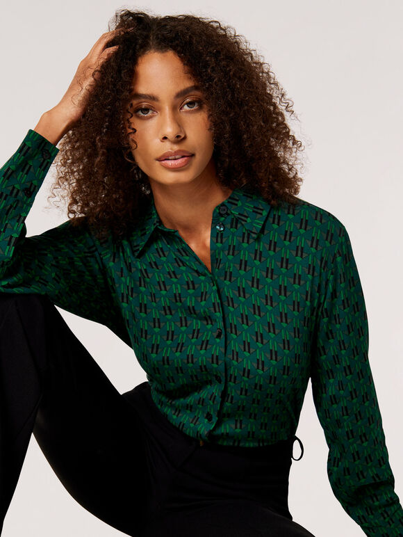 Geometric Diamond Shirt, Green, large