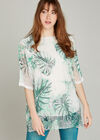 Palm Print Oversized Top, Green, large