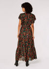 Ditsy Ikat Maxi Dress, Black, large