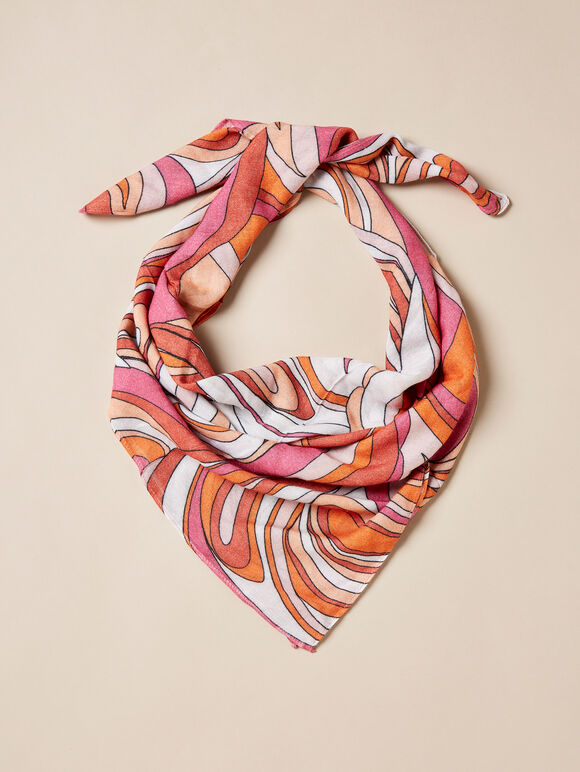 Retro Print Scarf, Pink, large