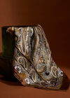 Printed Satin Scarf, Brown, large