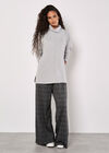 Roll Neck Soft Touch Oversized Top, Grey, large