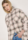 Check Print Fleece Shacket, Stone, large