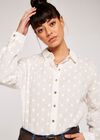 Polka Dot Oversized Shirt, Cream, large