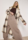 Soft Oversized Check Coat, Cream, large