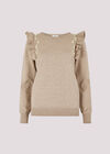 Pearl Embellished Ruffle Jumper, Stone, large