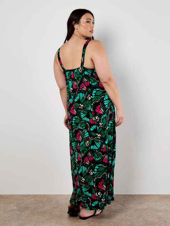 Butterfly Wings Jersey Maxi Dress, Navy, large