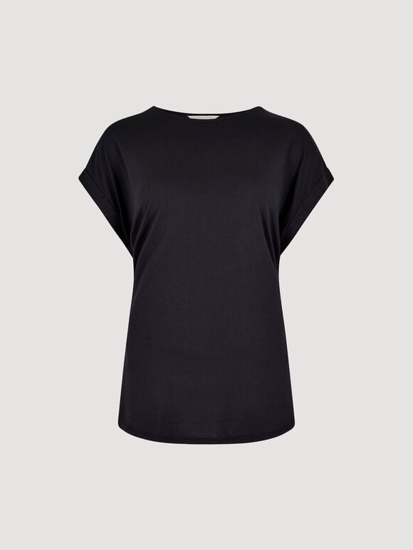 Curved Hem Jersey T-Shirt, Black, large