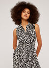 Leaf Silhouette Shirt Dress, Black, large
