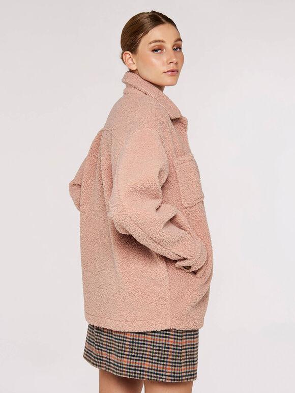 Teddy Borg Shacket, Pink, large