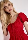 Eyelet Embroidery Tiered Mini Dress, Red, large