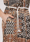 Ikat Patchwork Midi Dress, Rust, large