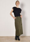 Cotton Cargo Midaxi Skirt, Khaki, large