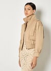 Pleat Detail Bomber Jacket, Stone, large