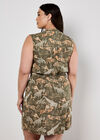 Tropical Animal Print Zip Mini Dress, Khaki, large