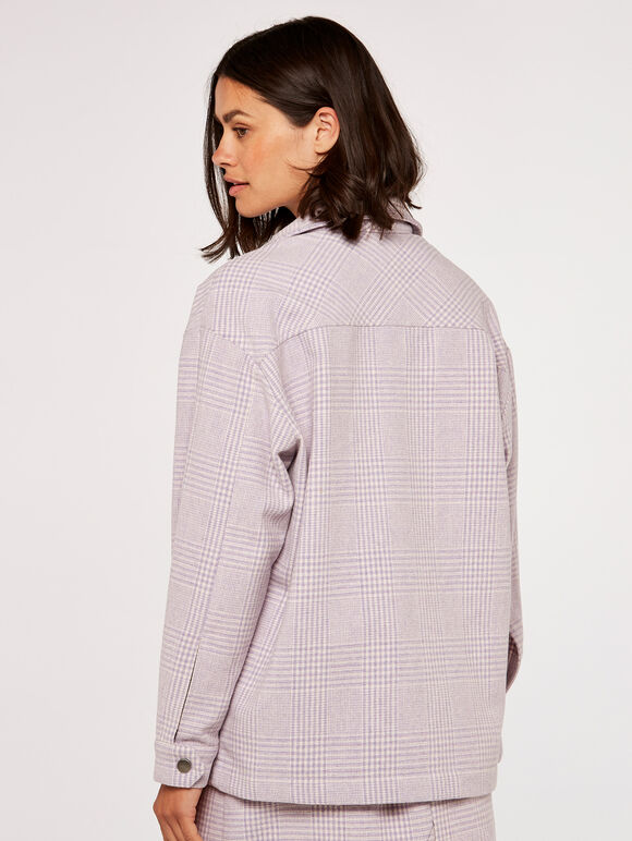 Check Wool Shacket, Lilac, large