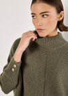 Chevron Knit Oversized Jumper, Khaki, large