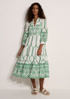Floral Broderie Anglaise Midi Dress, Green, large