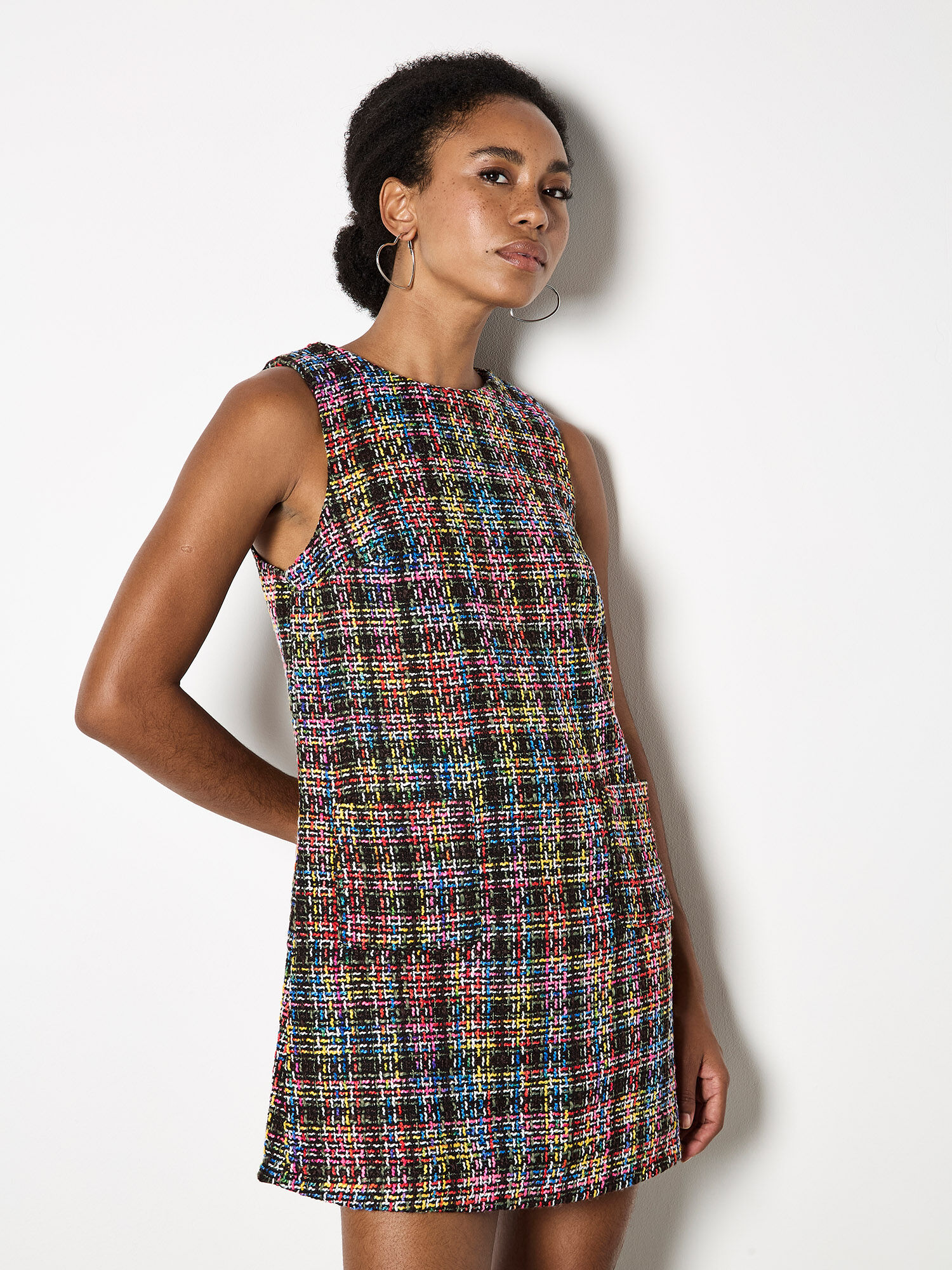 Colour Pop Tweed Shift Mini Dress | Apricot Clothing