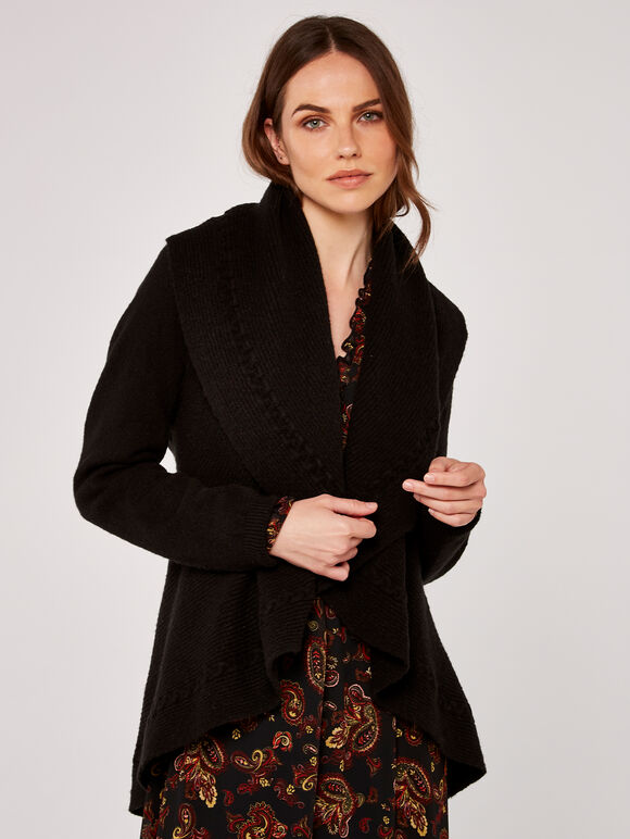 Waterfall Cardigan, Black, large