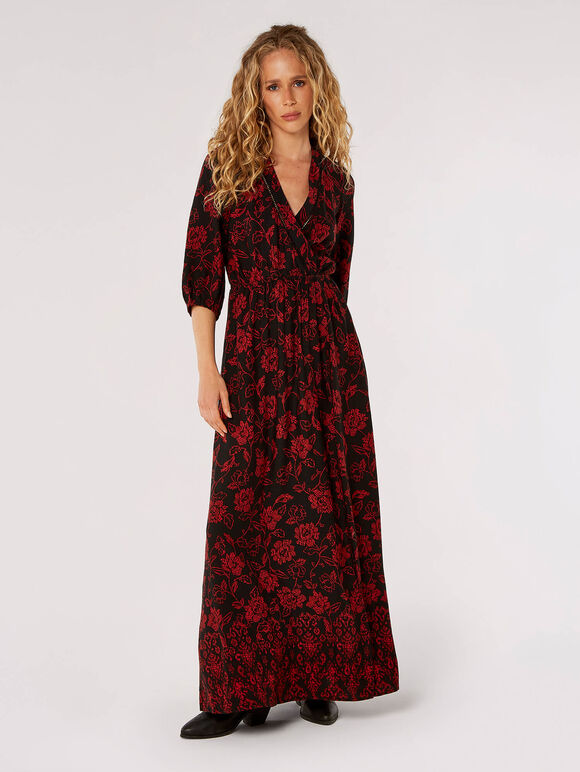 Floral Print Wrap Maxi Dress | Apricot Clothing