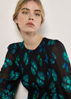 Butterfly Print Chiffon Mini Dress, Black, large