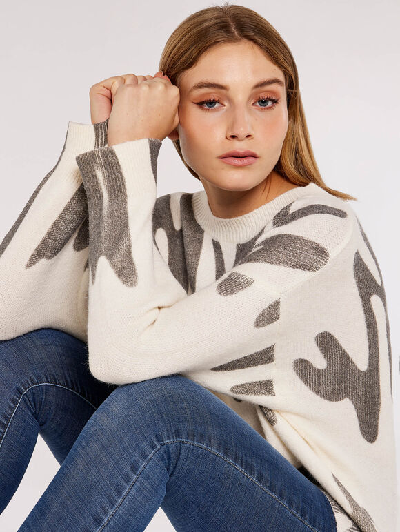 Graffiti Jumper, Cream, large