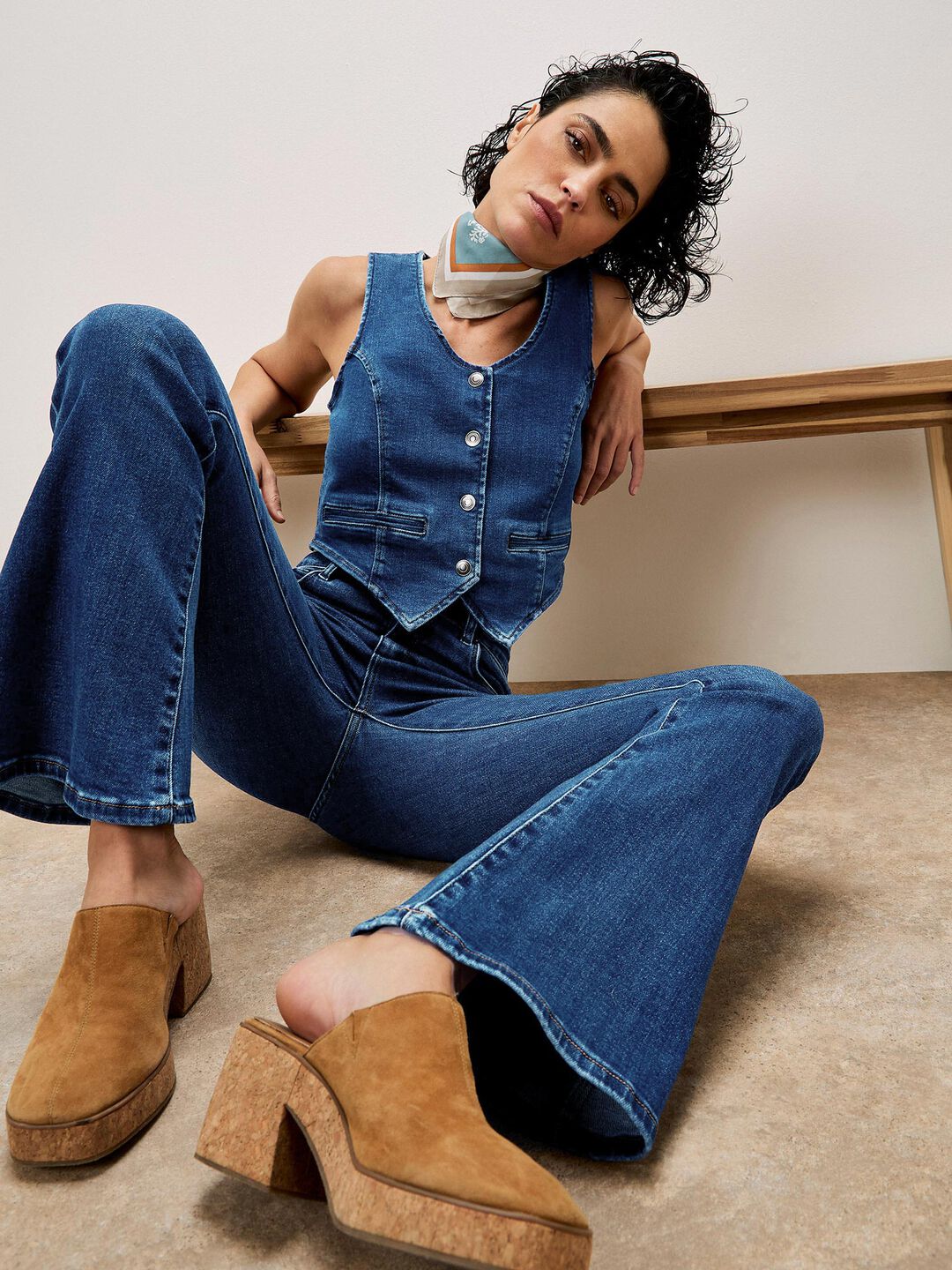 Image of Denim Waistcoat & Flare Co-ord