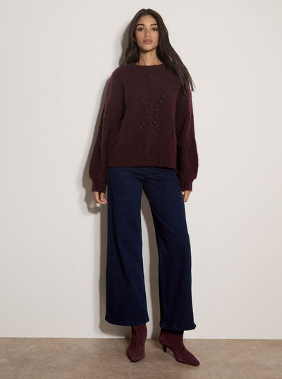 Brushed Bobble Cable Knit Jumper