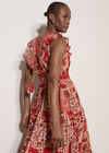 Shimmer Scarf Print Tiered Midaxi Dress, Red, large