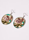 Flower embroidery earrings, Blue, large