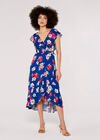 Floral Wrap Midi Dress, Blue, large