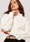 Mini Puff Sleeve Mock Neck Jumper, Cream, large